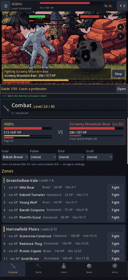 A hero fighting in Greenhollow Vale